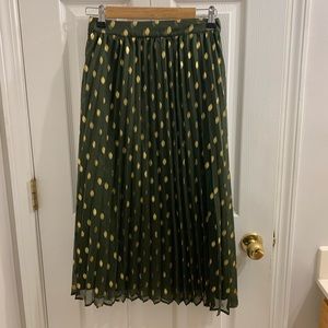 Green and gold midi skirt